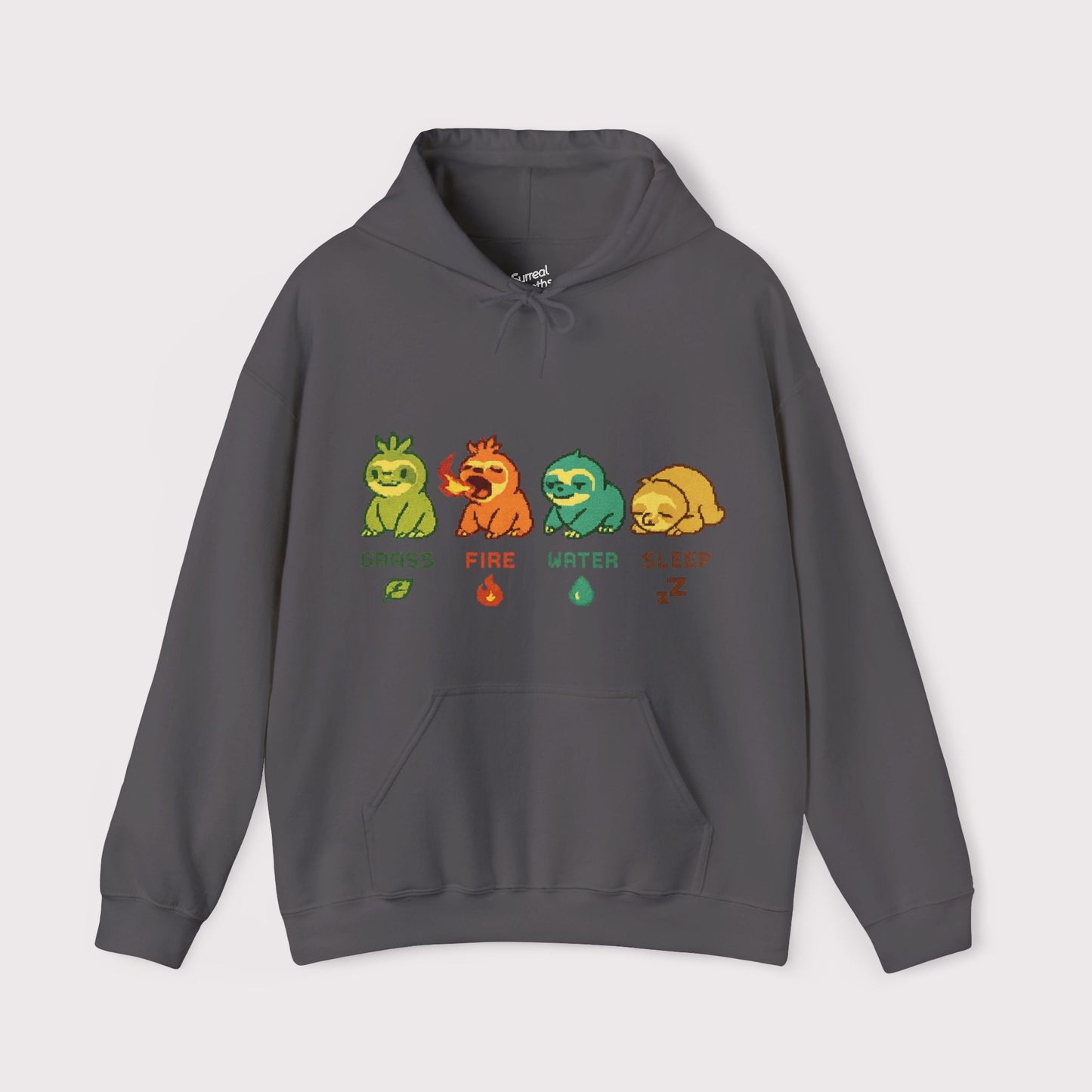 Elemental Sloths Hoodie – Grass, Fire, Water, Sleep