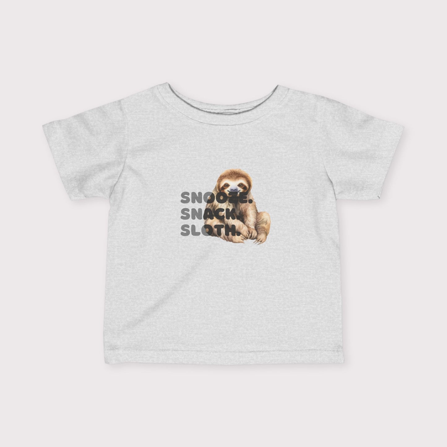 Baby Sloth Toddler Tee – Snooze. Snack. Sloth.