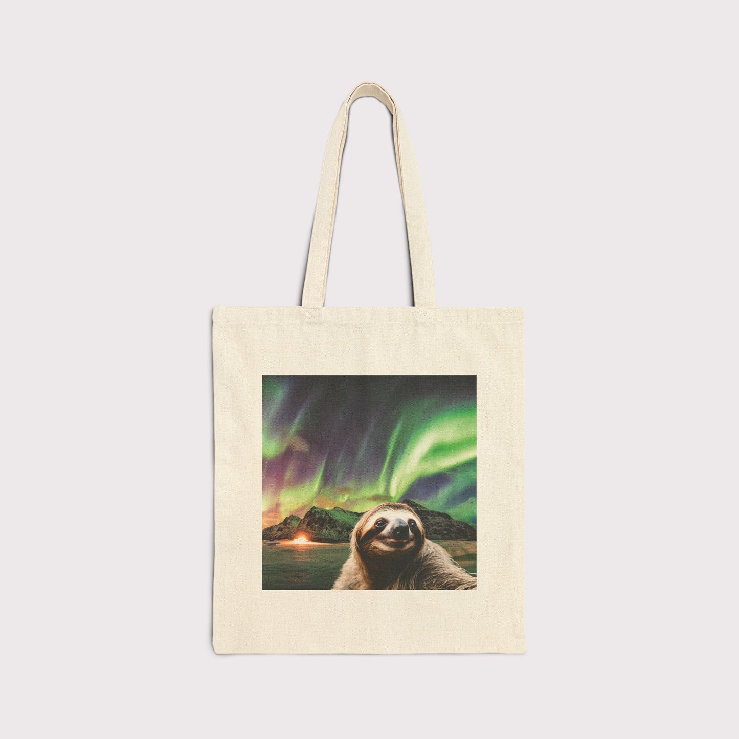 Northern Lights Sloth Selfie Tote Bag