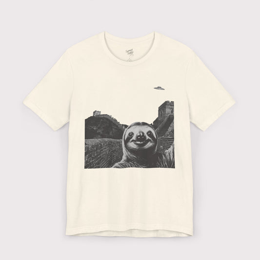 Sloth Selfie - Great Wall of China - Jersey Tee