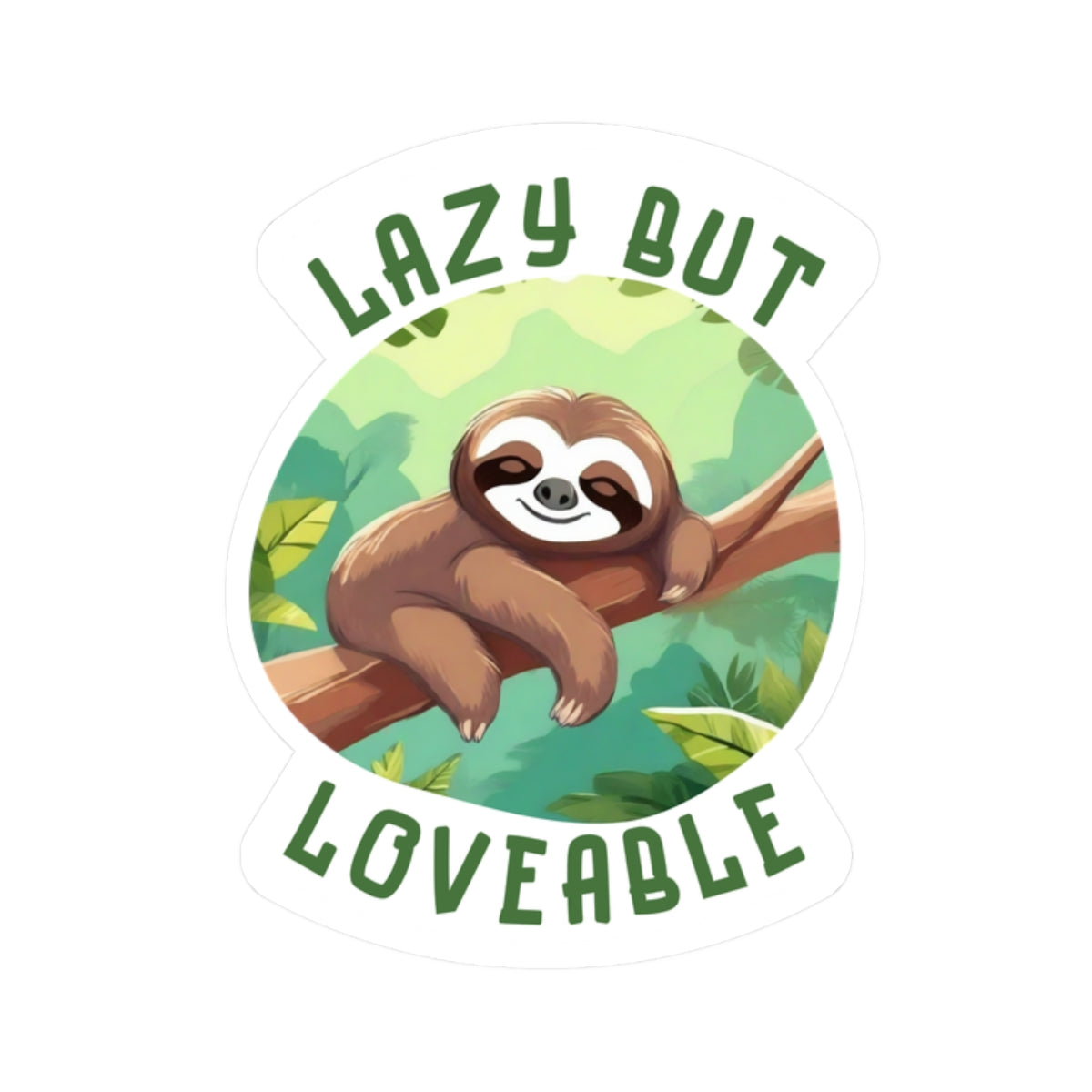 Lazy But Loveable Sticker – Cute Napping Sloth Branch Quote Decal
