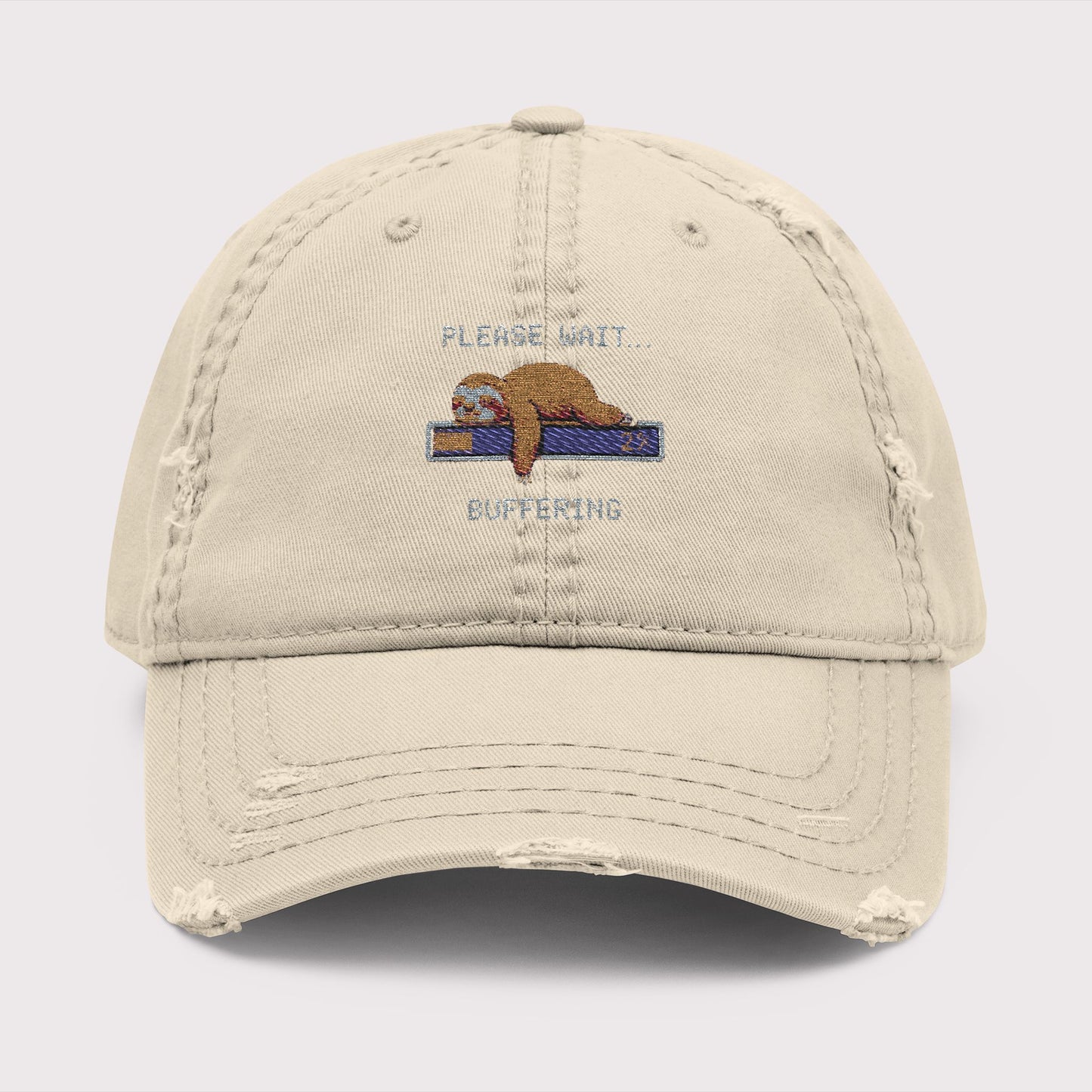Please Wait… Buffering Distressed Hat