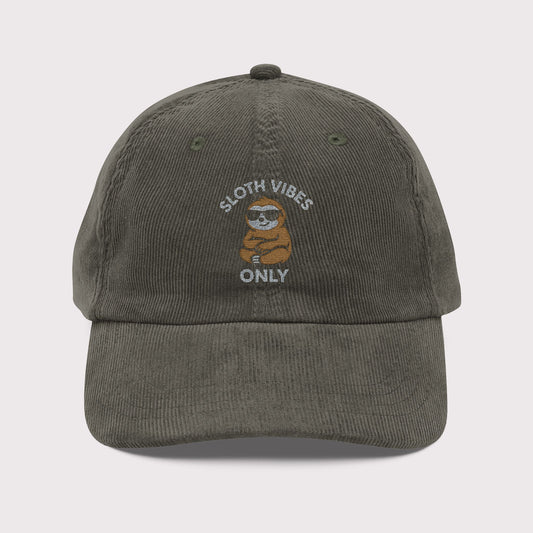 Sloth Vibes Only Corduroy Hat
