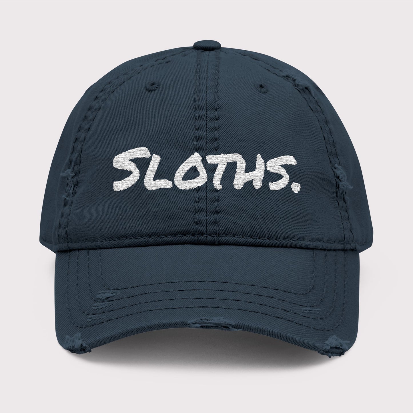 SLOTHS. Distressed Hat – Light Text