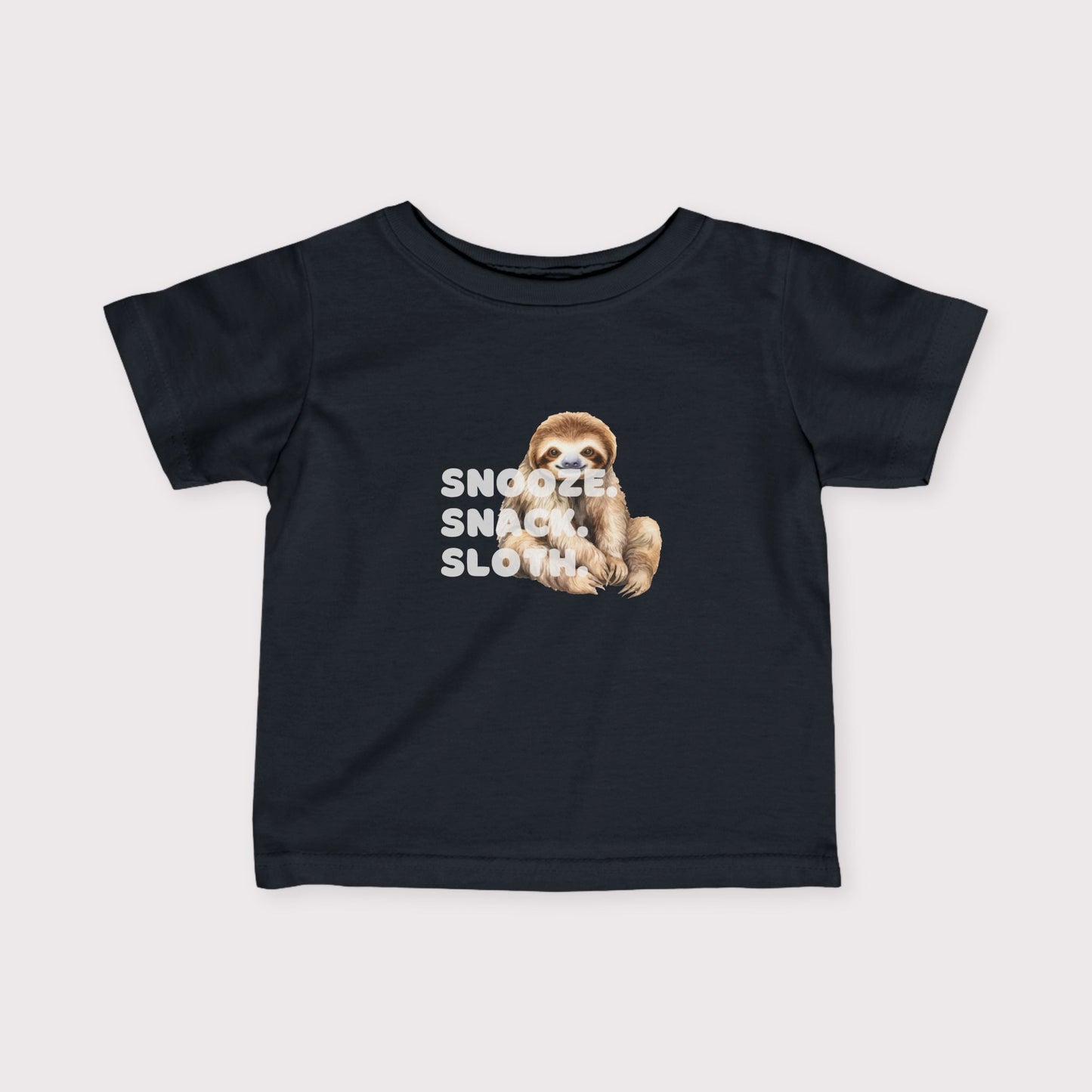 Baby Sloth Toddler Tee – Snooze. Snack. Sloth.