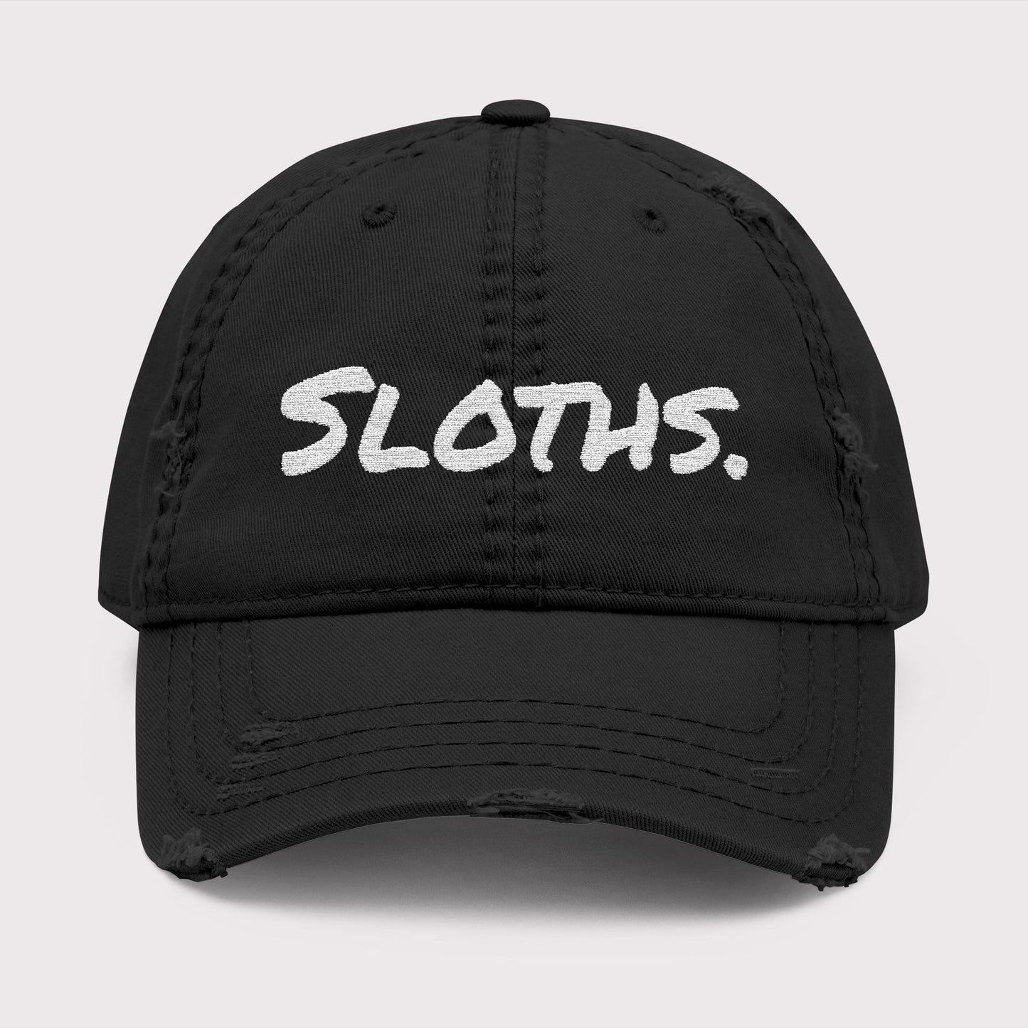 SLOTHS. Distressed Hat – Light Text