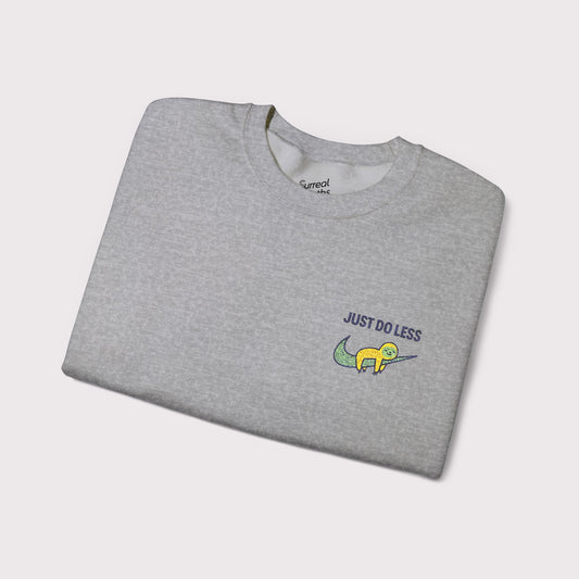Just Do Less Embroidered Crewneck – Yellow Sloth Edition