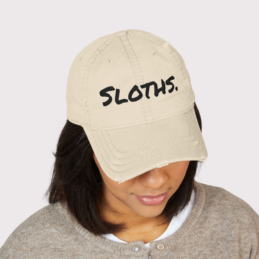 SLOTHS. Distressed Hat – Dark Text