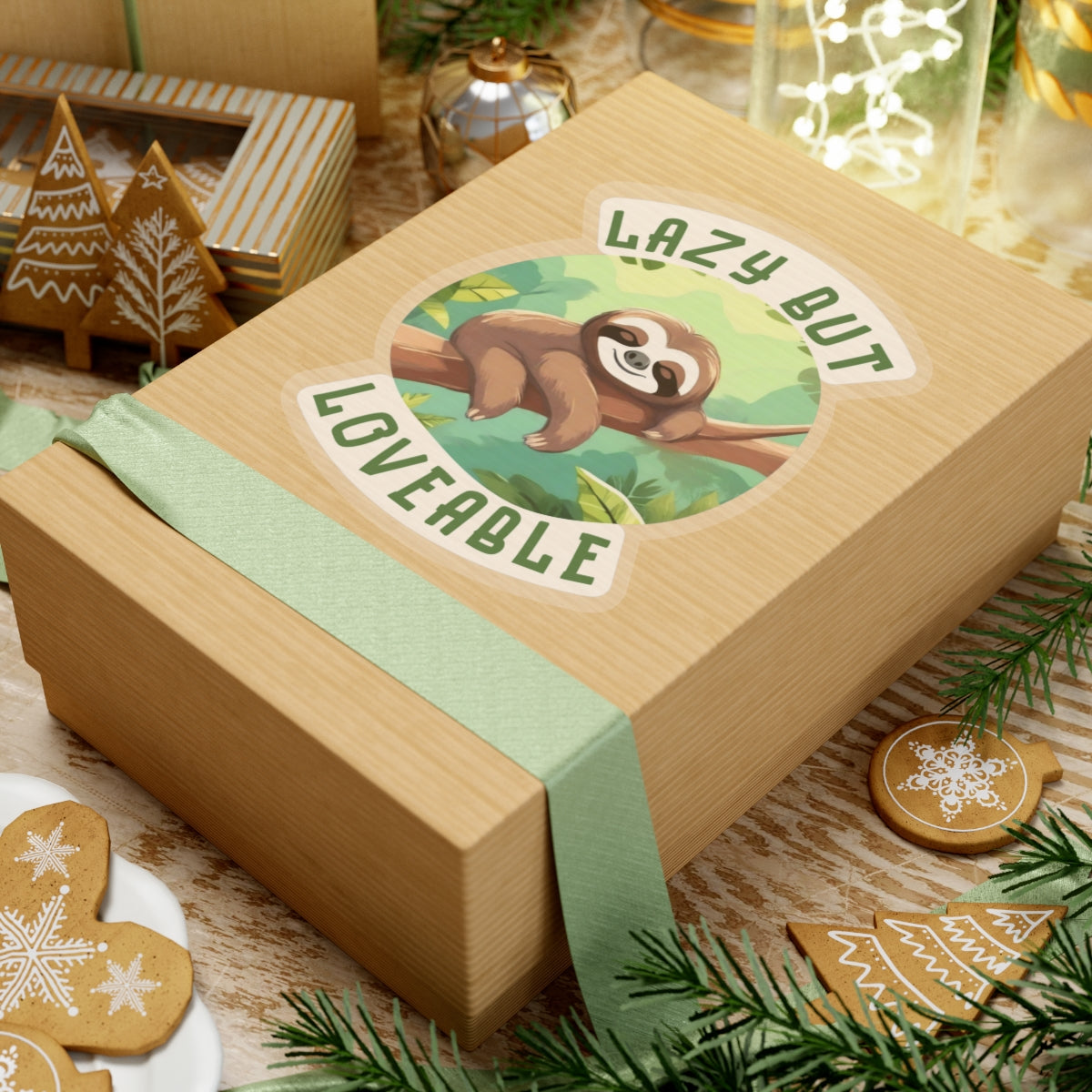 Lazy But Loveable Sticker – Cute Napping Sloth Branch Quote Decal