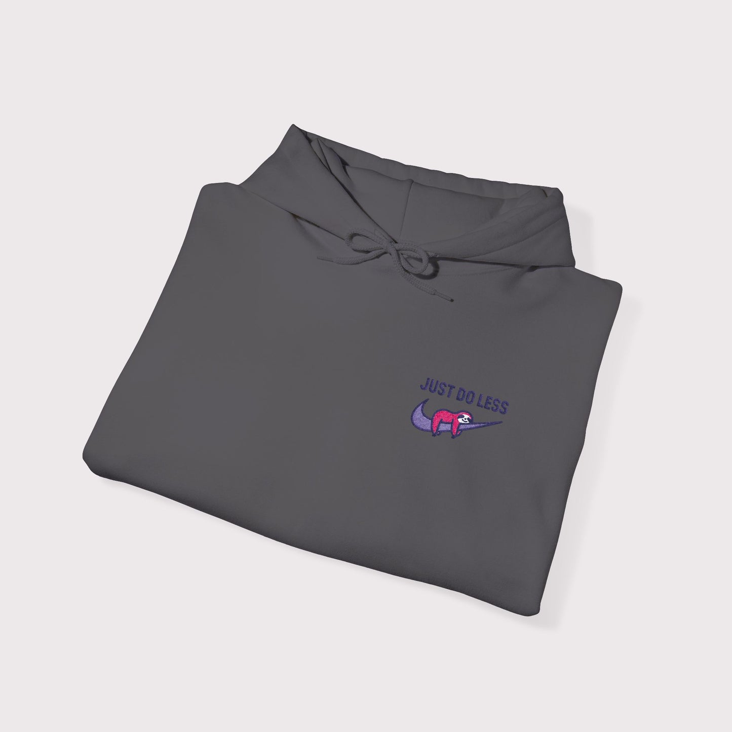Just Do Less Embroidered Hoodie – Red Sloth Edition