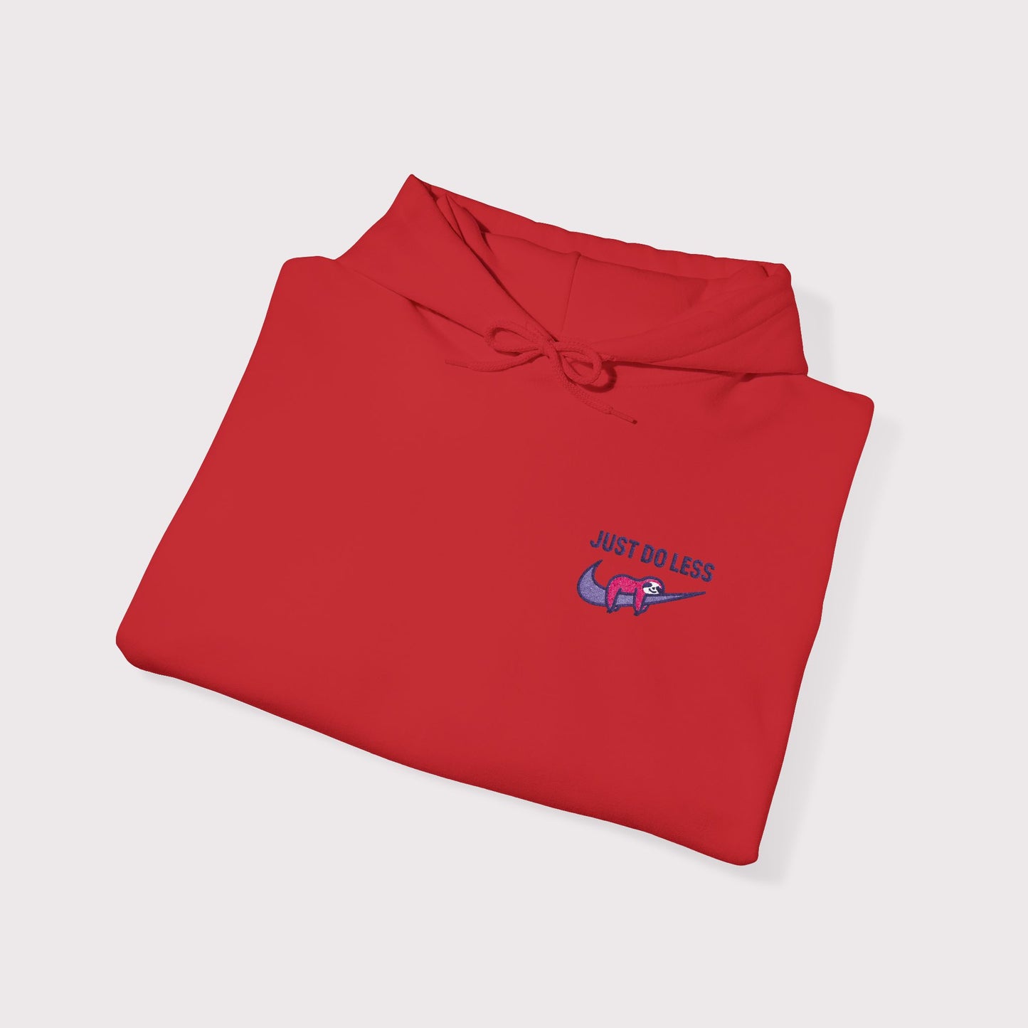 Just Do Less Embroidered Hoodie – Red Sloth Edition