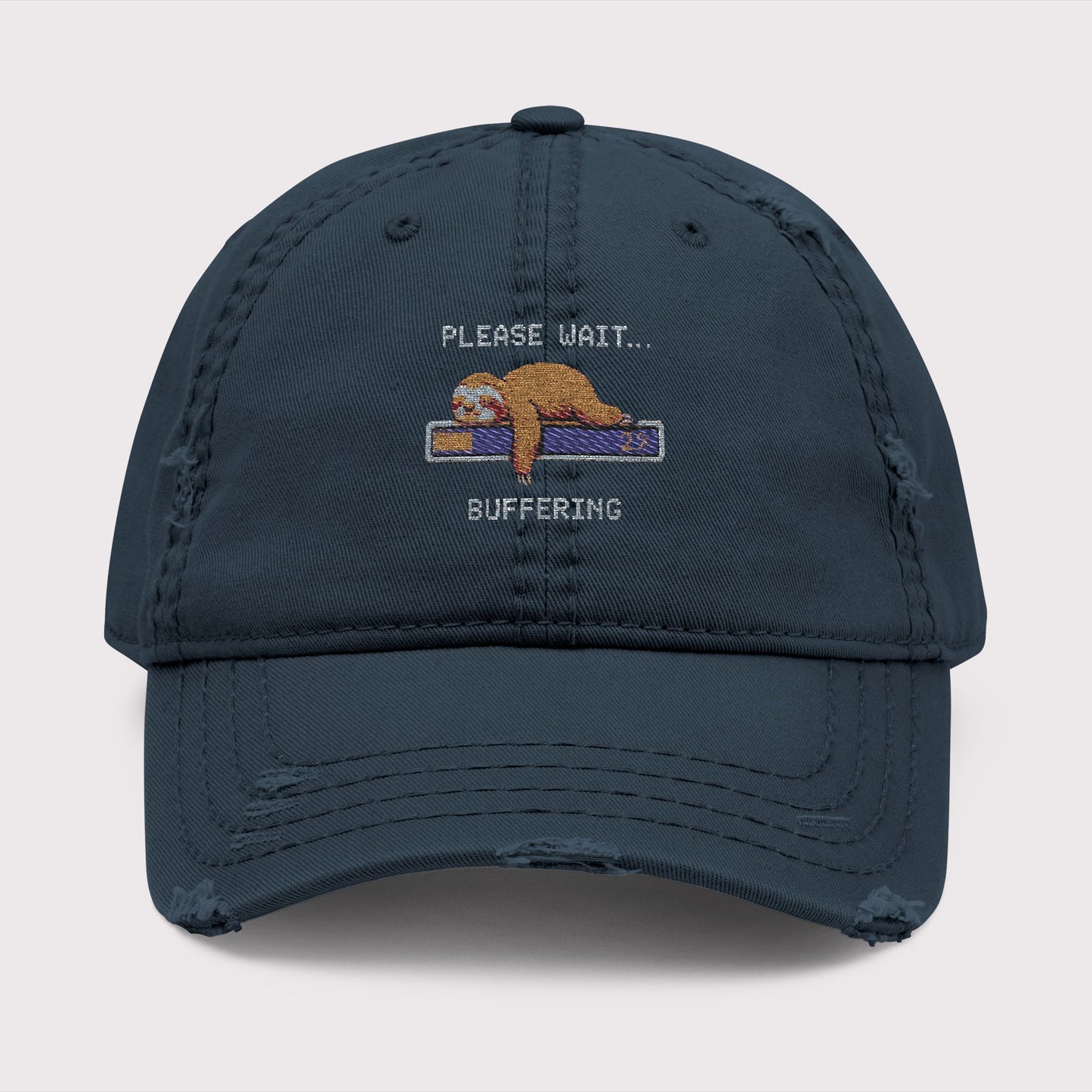 Please Wait… Buffering Distressed Hat