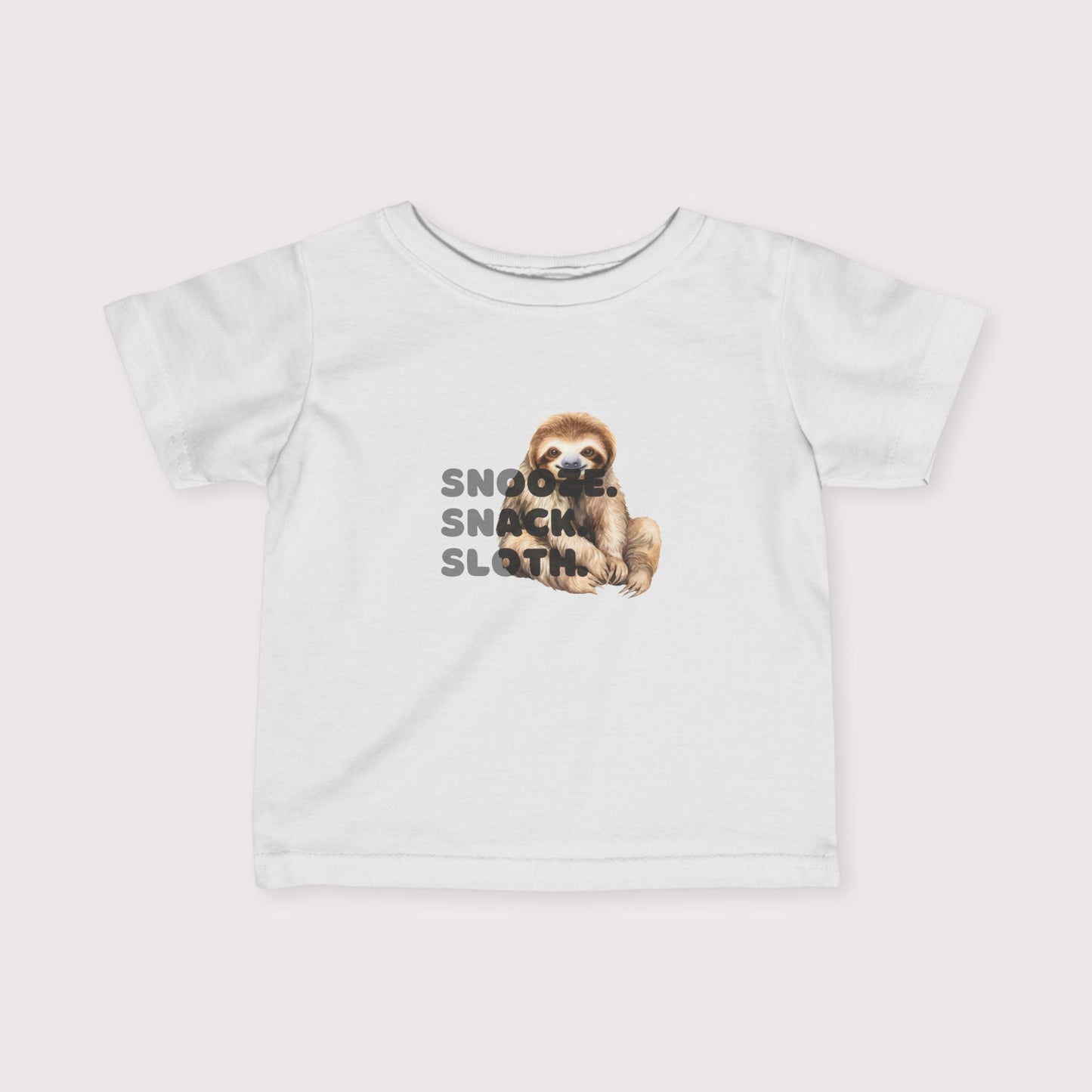 Baby Sloth Toddler Tee – Snooze. Snack. Sloth.