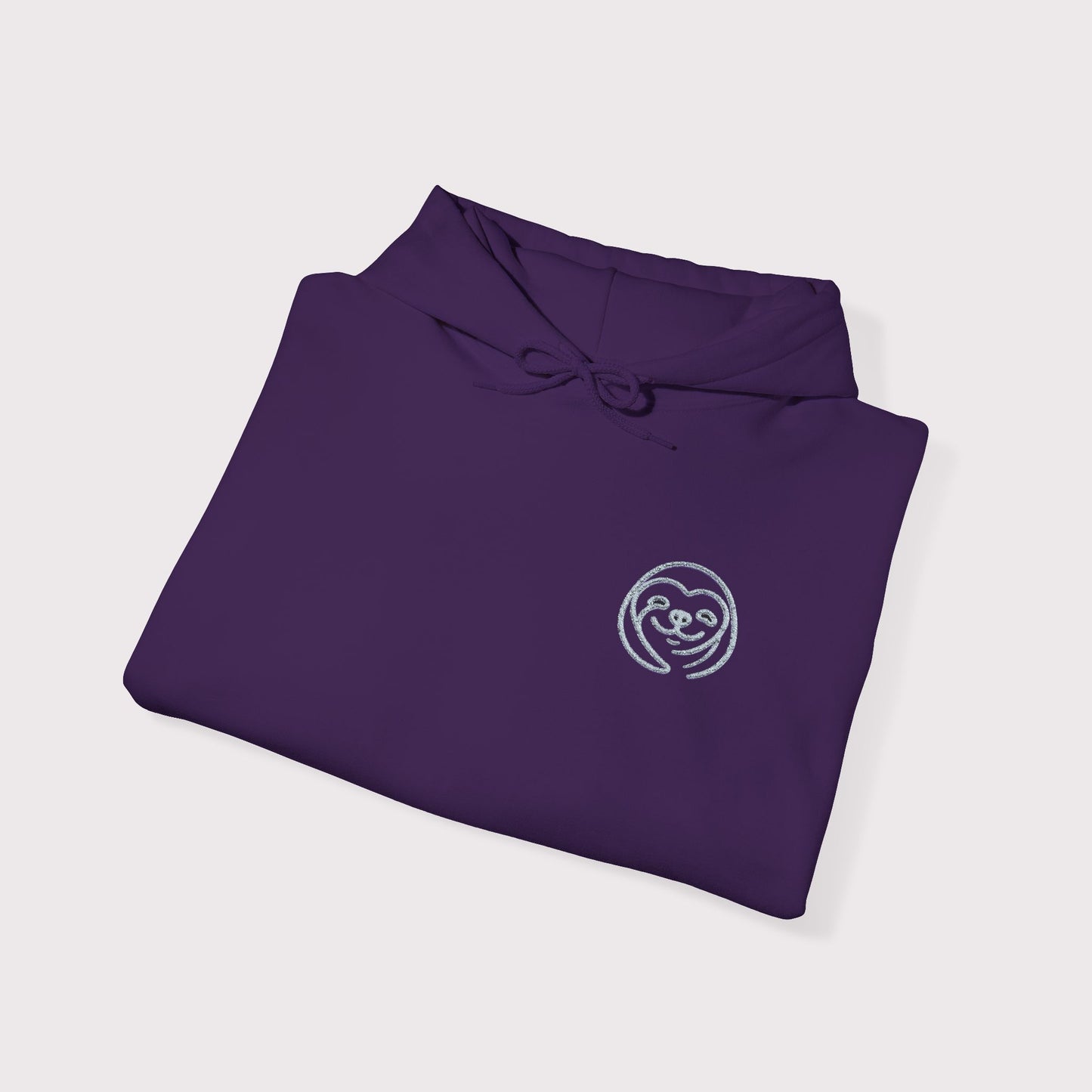 Minimalist Sloth Face Embroidered Hoodie