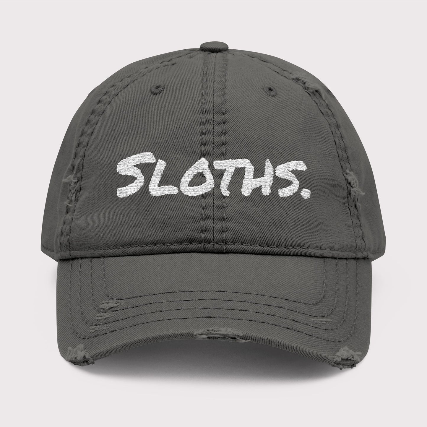 SLOTHS. Distressed Hat – Light Text