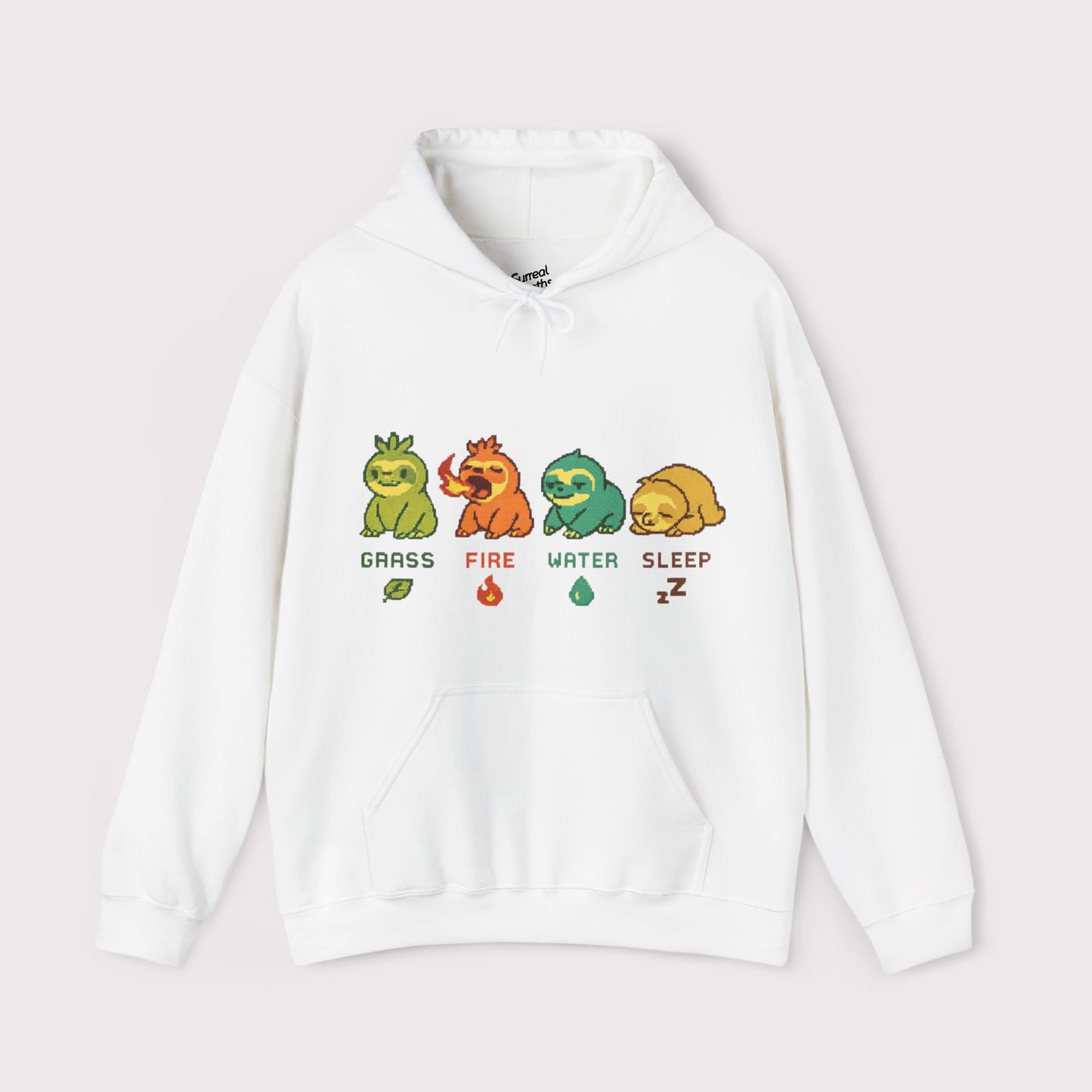 Elemental Sloths Hoodie – Grass, Fire, Water, Sleep
