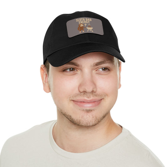 Sloth Dad Energy Leather Patch Hat