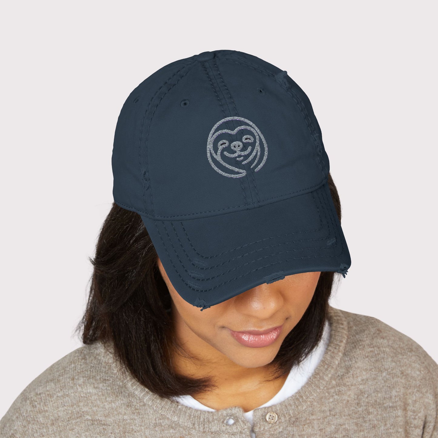 Sloth Smile Distressed Hat