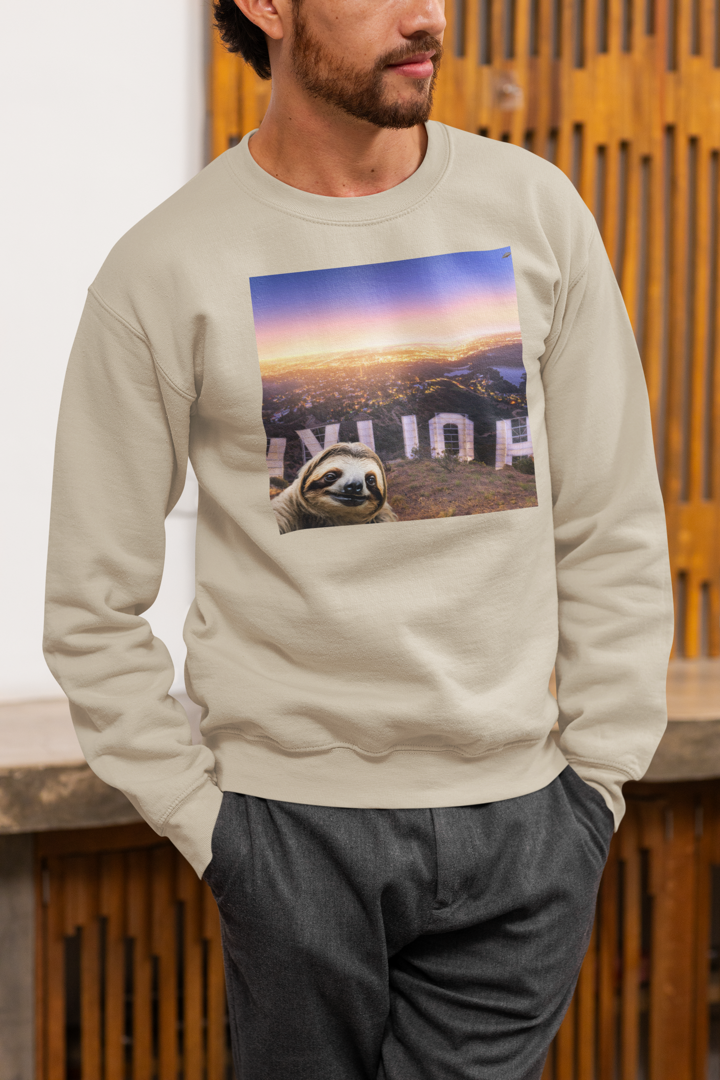 Sloth Selfie Hollywood Sign - Crewneck