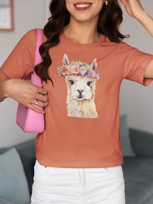 Floral Crown Llama - Jersey Tee