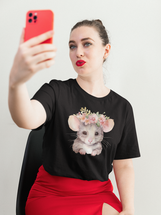Floral Crown Mouse - Jersey Tee