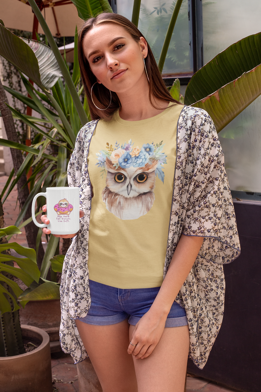 Floral Crown Owl - Jersey Tee