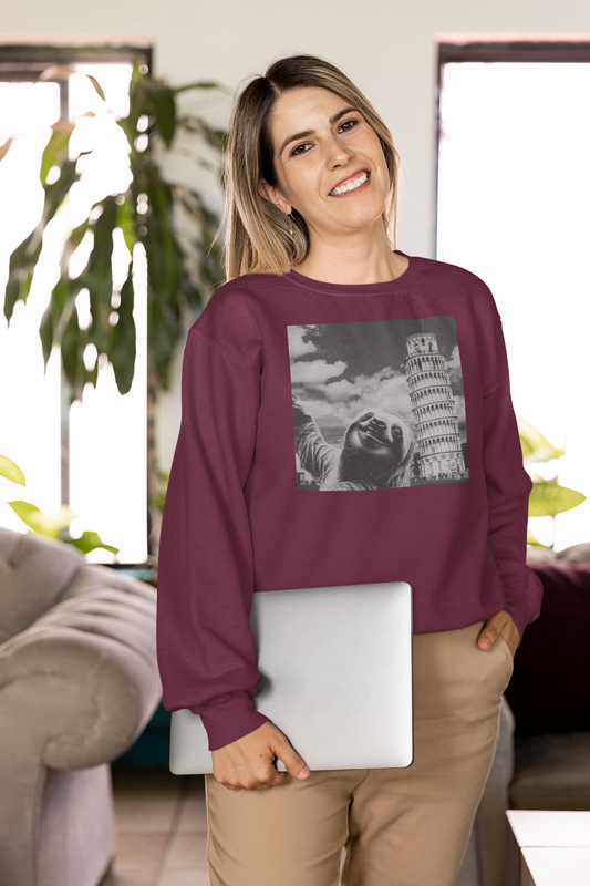 Sloth Selfie Leaning Tower of Pisa - Crewneck