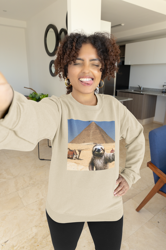 Sloth Selfie Pyramids of Egypt - Crewneck