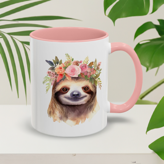 Floral Crown Sloth Mug