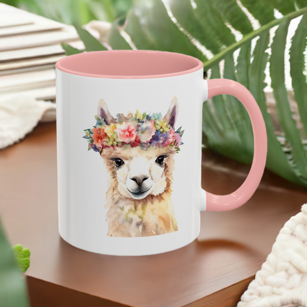 Floral Crown Llama Mug