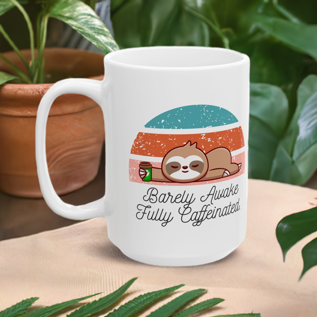 Sloth Mug - Barely Awake, Fully Caffeinated.