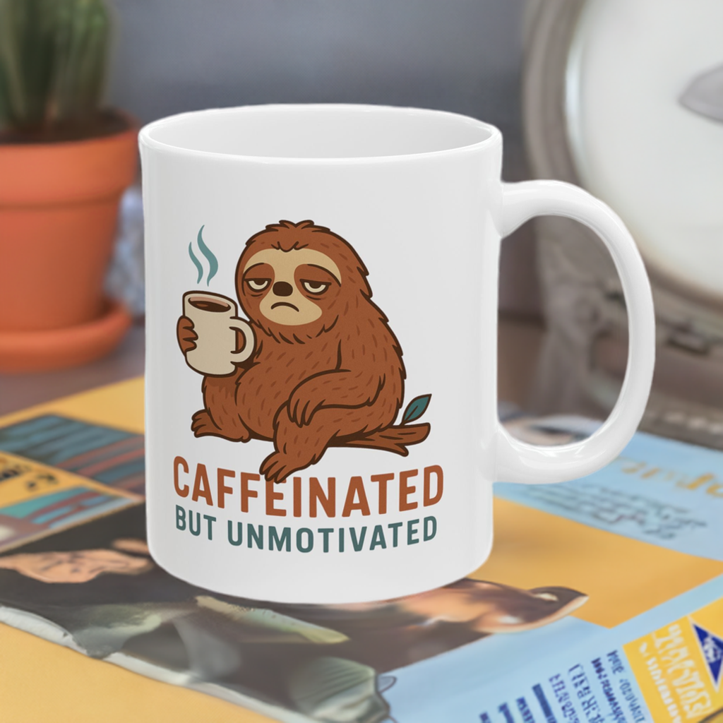 Sloth Mug - Caffeinated but Unmotivated