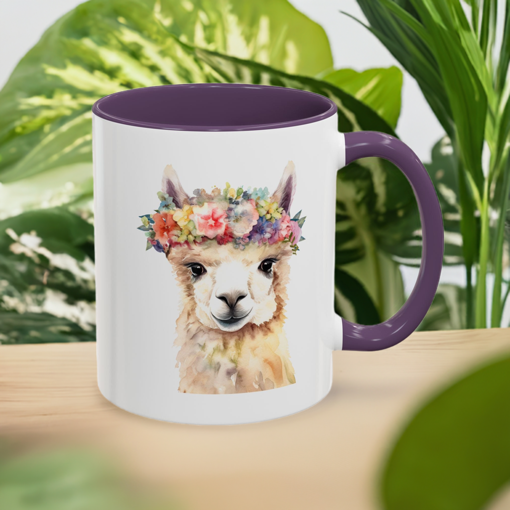 Floral Crown Llama Mug