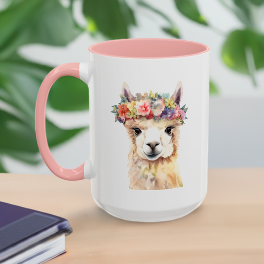 Floral Crown Llama Mug