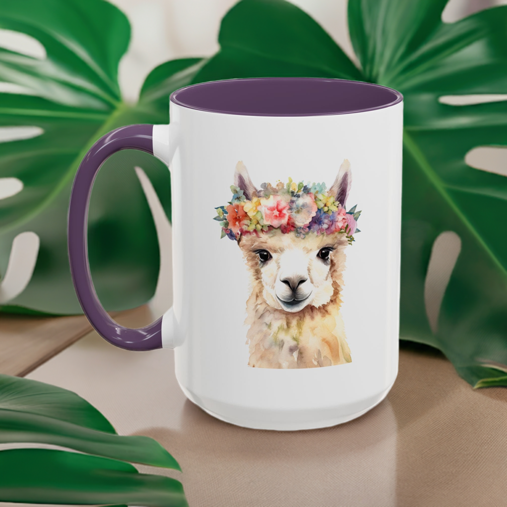 Floral Crown Llama Mug