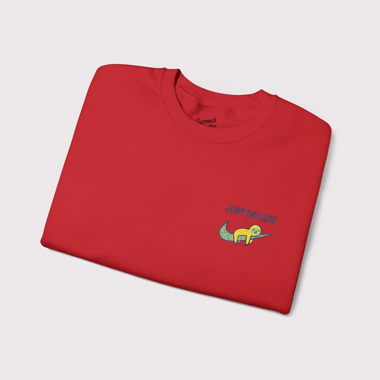 Just Do Less Embroidered Crewneck – Yellow Sloth Edition