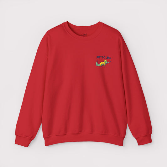 Just Do Less Embroidered Crewneck – Yellow Sloth Edition