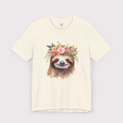 Floral Crown Sloth - Jersey Tee