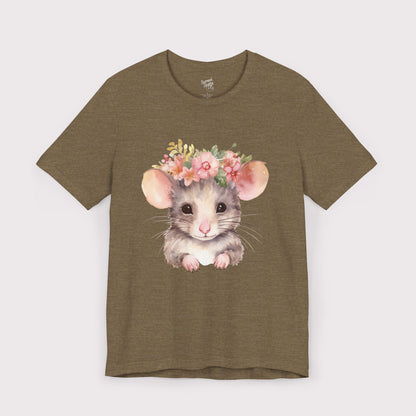 Floral Crown Mouse - Jersey Tee