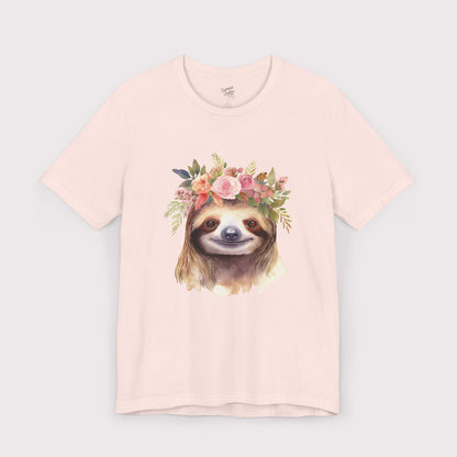Floral Crown Sloth - Jersey Tee