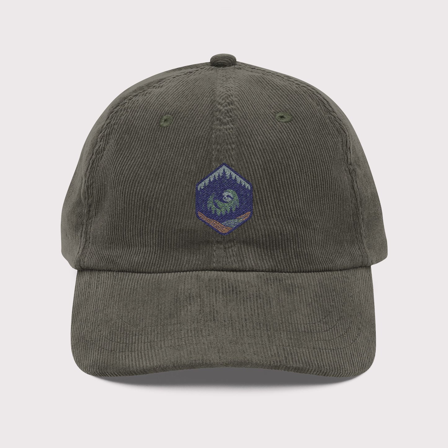 Frosty Sloth Patch Corduroy Hat