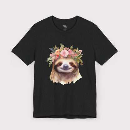 Floral Crown Sloth - Jersey Tee