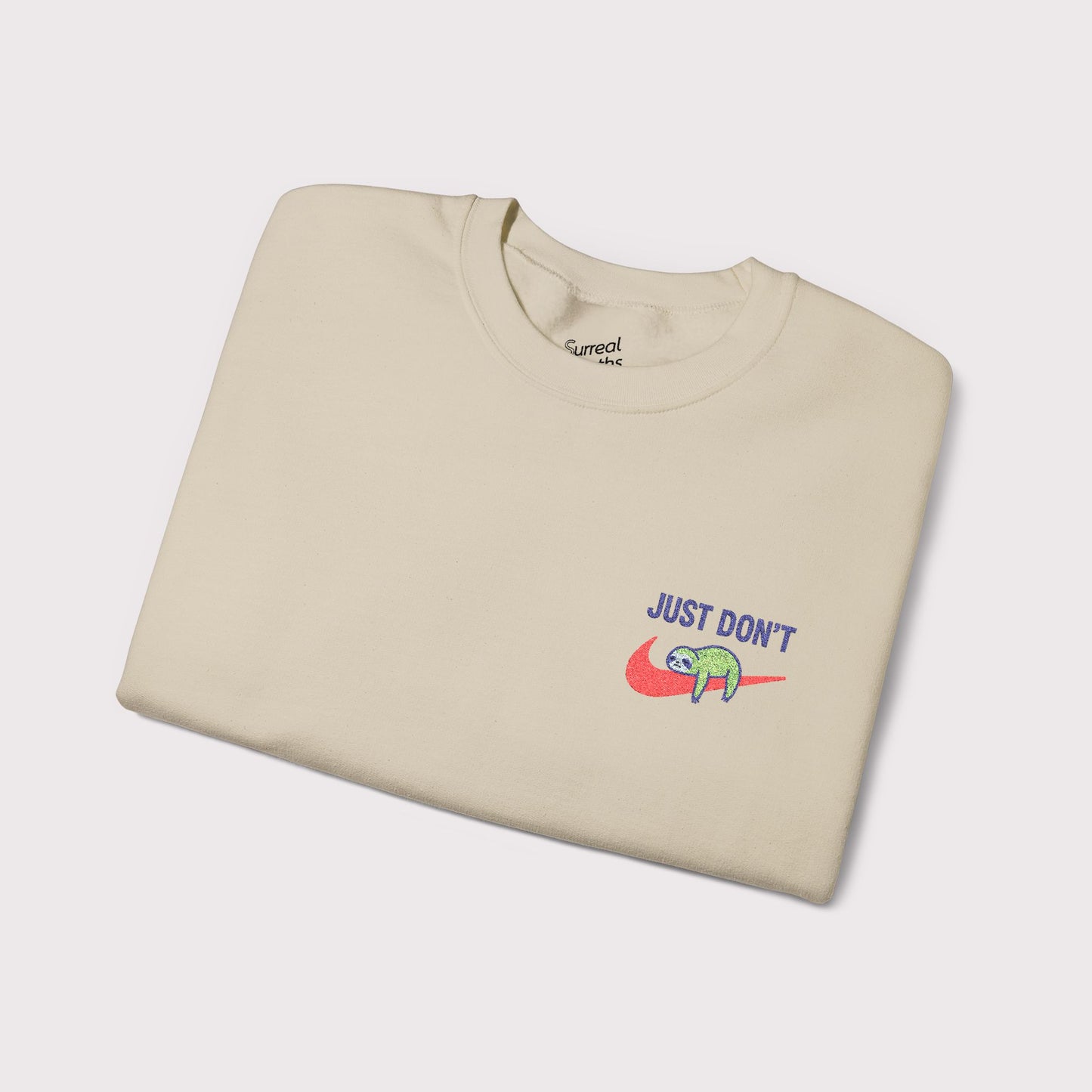 Just Don’t Embroidered Crewneck – Green Sloth Edition