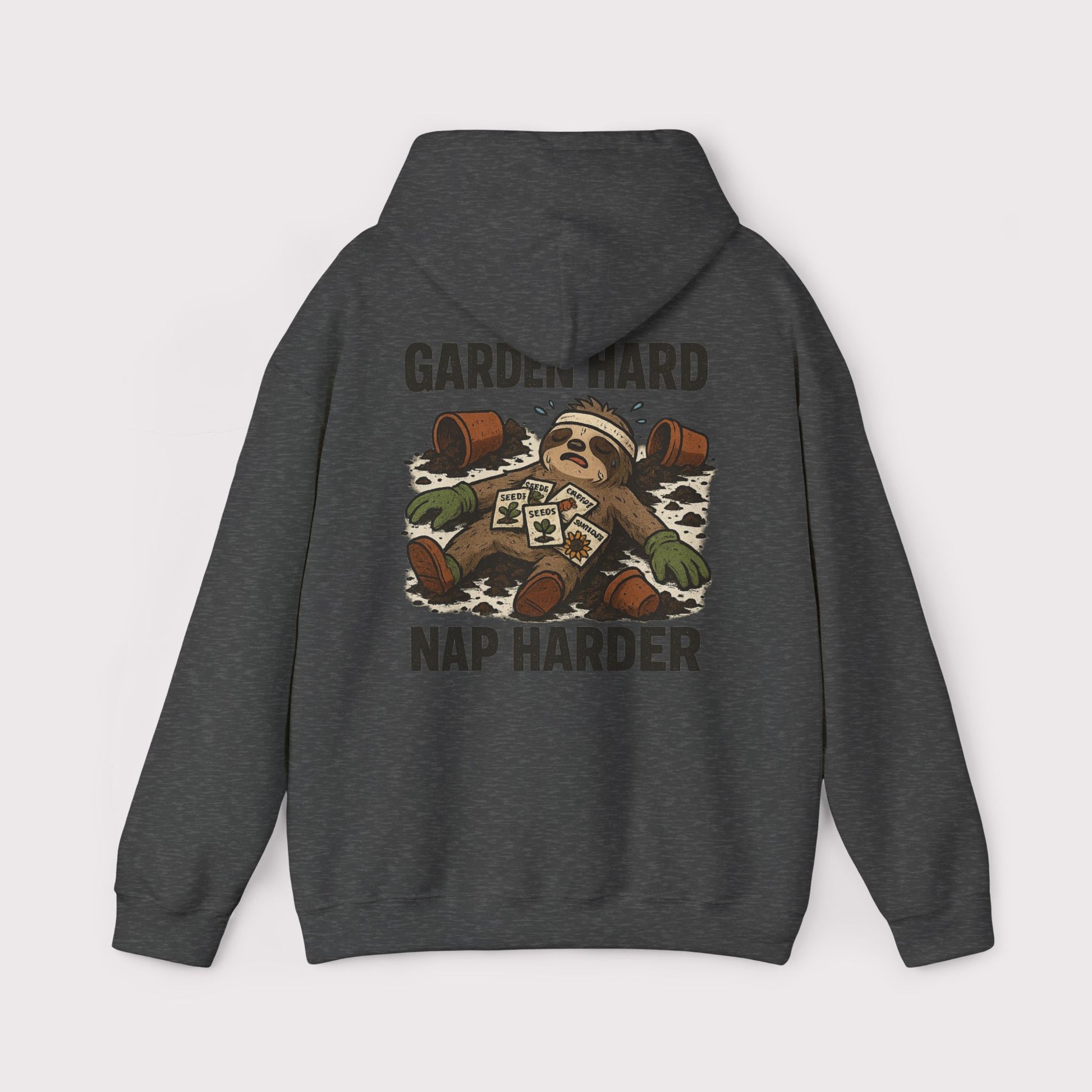 garden and seeds hoodie Garden Hard Nap Harder Hoodie – Funny Sloth Gardening Design – Surreal Sloths