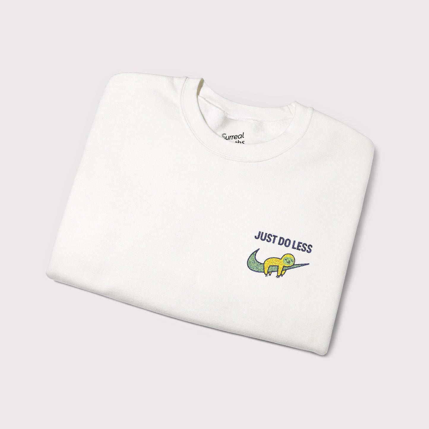 Just Do Less Embroidered Crewneck – Yellow Sloth Edition