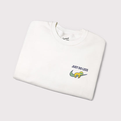 Just Do Less Embroidered Crewneck – Yellow Sloth Edition