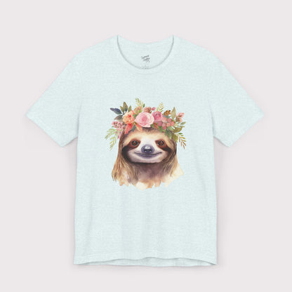 Floral Crown Sloth - Jersey Tee