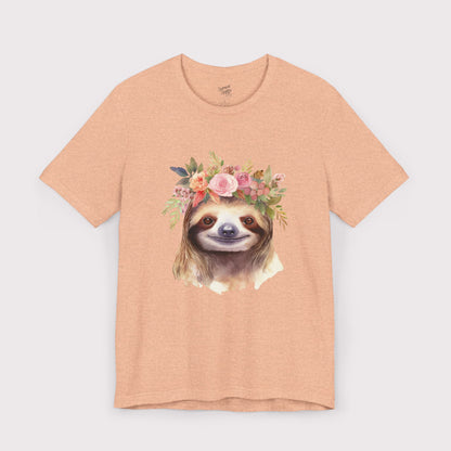 Floral Crown Sloth - Jersey Tee