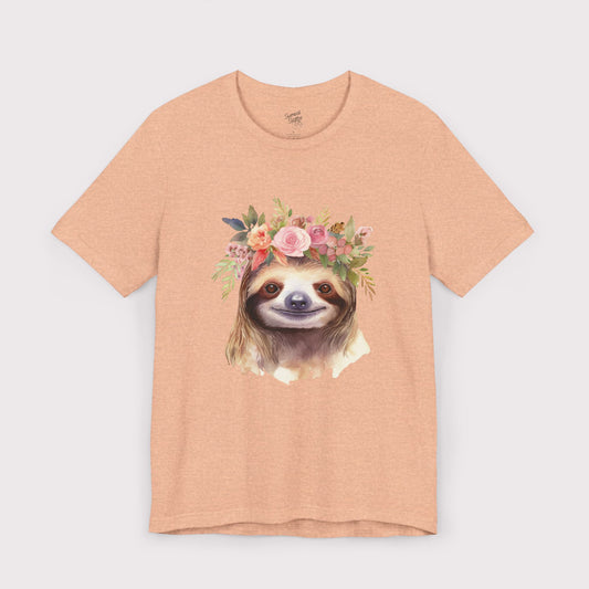 Floral Crown Sloth - Jersey Tee