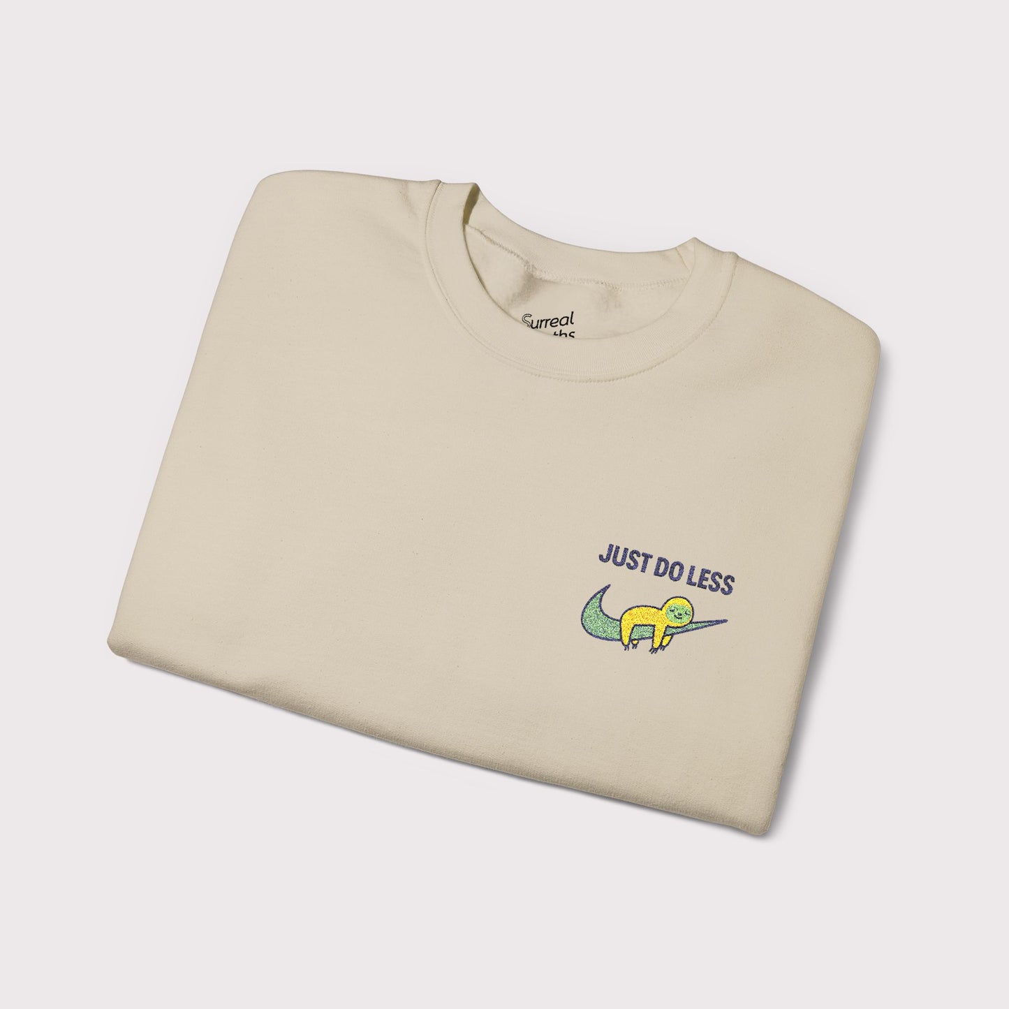 Just Do Less Embroidered Crewneck – Yellow Sloth Edition